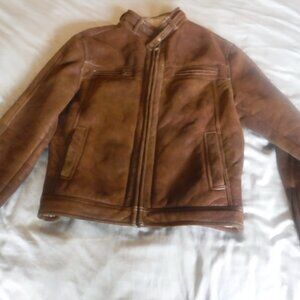 Guess Mens Brown Faux Leather Coat Jacket Size Medium interior Faux Fur